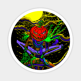 halloween pumpkin head scarecrow color Magnet